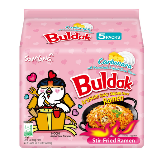 Samyang Spicy Chicken Noodle Carbonara Flavor Ramen, 4.58 oz, 5 Pack